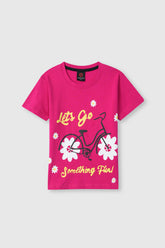 Girls "Lets Go" Printed Soft Cotton T Shirt