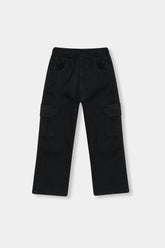 Girls 6 Pocket Wide Leg Pants-Black