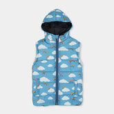 Girls Premium Quality All-Over Printed Sleeveless Puffer Zipper Hoodie Jacket