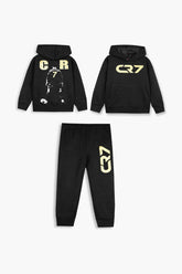 CR7 Quilted Tracksuit for Kids | Ronaldo Printed Hoodie & Joggers | Winter Outfit