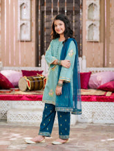 Girls 3-Piece Eastern Wear Suit – 100% Cotton Embroidered Festive Outfit