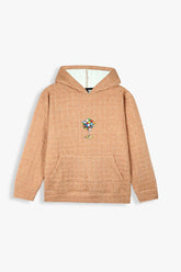 Unisex Kids Quilted Hoodie – Camel Brown