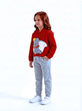 Kids Dumbo Red Short Body hoodie suit with Grey Trouser