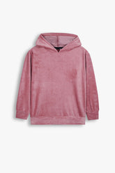 Kids Dusty Rose Velvet Hoodie – Soft & Cozy Winter Wear