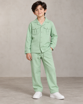 Mint Green Jacquard Cotton Suit | 100% Cotton-1