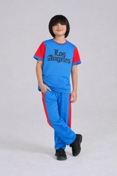 Los Angeles 2-Piece Cotton Set - Blue/Red Athletic Loungewear