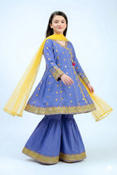 Premium Embroidered Kids Angrakha Frock Suit – Festive Wear | Onion Outfits