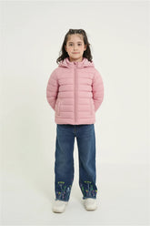 Girls Pink Puffer Jacket | Lightweight Hooded Winter Coat | Warm & Cozy Outerwear