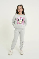 Minnie Mouse Kids Tracksuit | 2-Piece Cotton Fleece Sweatshirt & Joggers Set | Winter Wear