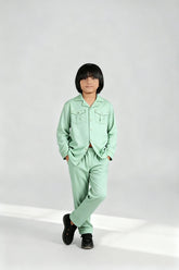 Mint Green Jacquard Cotton Suit | 100% Cotton