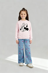 Minnie Mouse Girls Sweatshirt – Soft Pink | 100% Terry Cotton