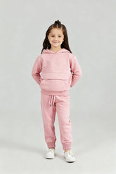 Pink Quilted Hoodie Tracksuit | Cozy Winter Wear for Kids