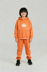Burnt Orange Fleece Tracksuit – Cozy Winter Hoodie & Jogger Set for Kids