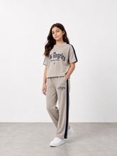 Girls Beige Ribbed Two Piece Set – Los Angeles Graphic Tee & Side Stripe Pants
