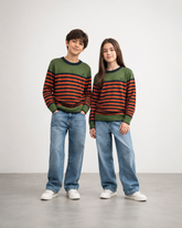 Jeep Multicolor Cotton Sweater – 100% Cotton | Warm & Stylish Winter Wear for Kids (Orange and Green))