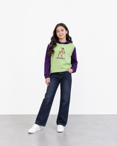 Girls Short Body Soft Cotton Embroidered Fleece Hoodie