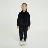 Kids Velvet Tracksuit – Black