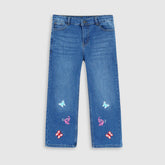 Girls Embroidered Straight Fit Jeans