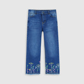 Girls Embroidered Wide Leg Jeans