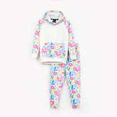 Girls All-Over Printed Raglan Sleeve Fleece Suit