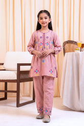 Pink Embroidered Kurta & Pant Set for Girls