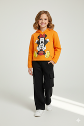 Kids Mickey & Minnie Fleece co Ord sets - Orange & Black