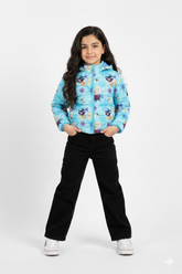 Frozen Kids Puffer Jacket | Winter Hooded Coat with Elsa, Anna & Olaf Print