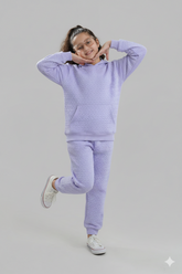 Kids Quilted Lilac Tracksuit | 2-Piece Hoodie & Jogger Set | Winter Cotton Outfit