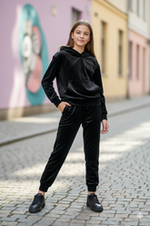 Kids Velvet Tracksuit – Black