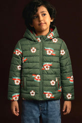 Kids Soccer Print Puffer Jacket – Ultra Warm Winter Wear