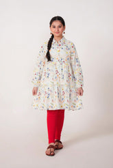 White cotton all over Embroidered Top | Girls Winter Ethnic Wear