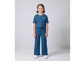 Chic Cotton 2x1 Rib Co-Ord Set with Printed T-Shirt & Wide-Leg Trouser