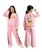 Girls Pink Garfield Printed Tracksuit Set