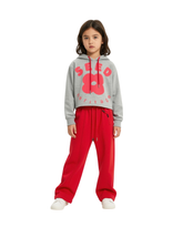 Girls Grey & Red Graphic Fleece Tracksuit