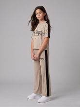 Girls Beige Ribbed Two Piece Set – Los Angeles Graphic Tee & Side Stripe Pants