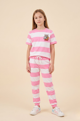 Kids Pink & White Tom & Jerry Striped Co-ord Set – Boxy Tee & Regular Fit Trouser