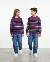 Jeep Purple Striped Cotton Sweater – 100% Cotton | Warm Winter Wear for Kids