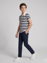 Kids White Navy Striped Polo Shirt – 100% Cotton