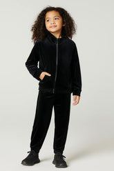 Kids Velvet Tracksuit – Jet Black