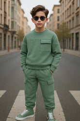 Boys Utility Fleece Tracksuit – Mint Green