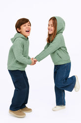 Unisex Kids Quilted Hoodie – Sage Green