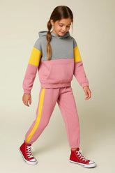 Kids Color Block Hoodie & Jogger Set – 100% Cotton Fleece