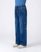 Kids Wide-Leg Denim Cargo Pants