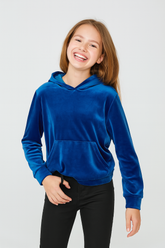 Kids Velvet Hoodie – Royal Blue