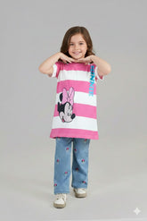 Minnie Mouse Pink & White Striped Long T-Shirt