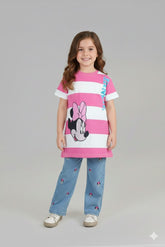 Minnie Mouse Pink & White Striped Long T-Shirt