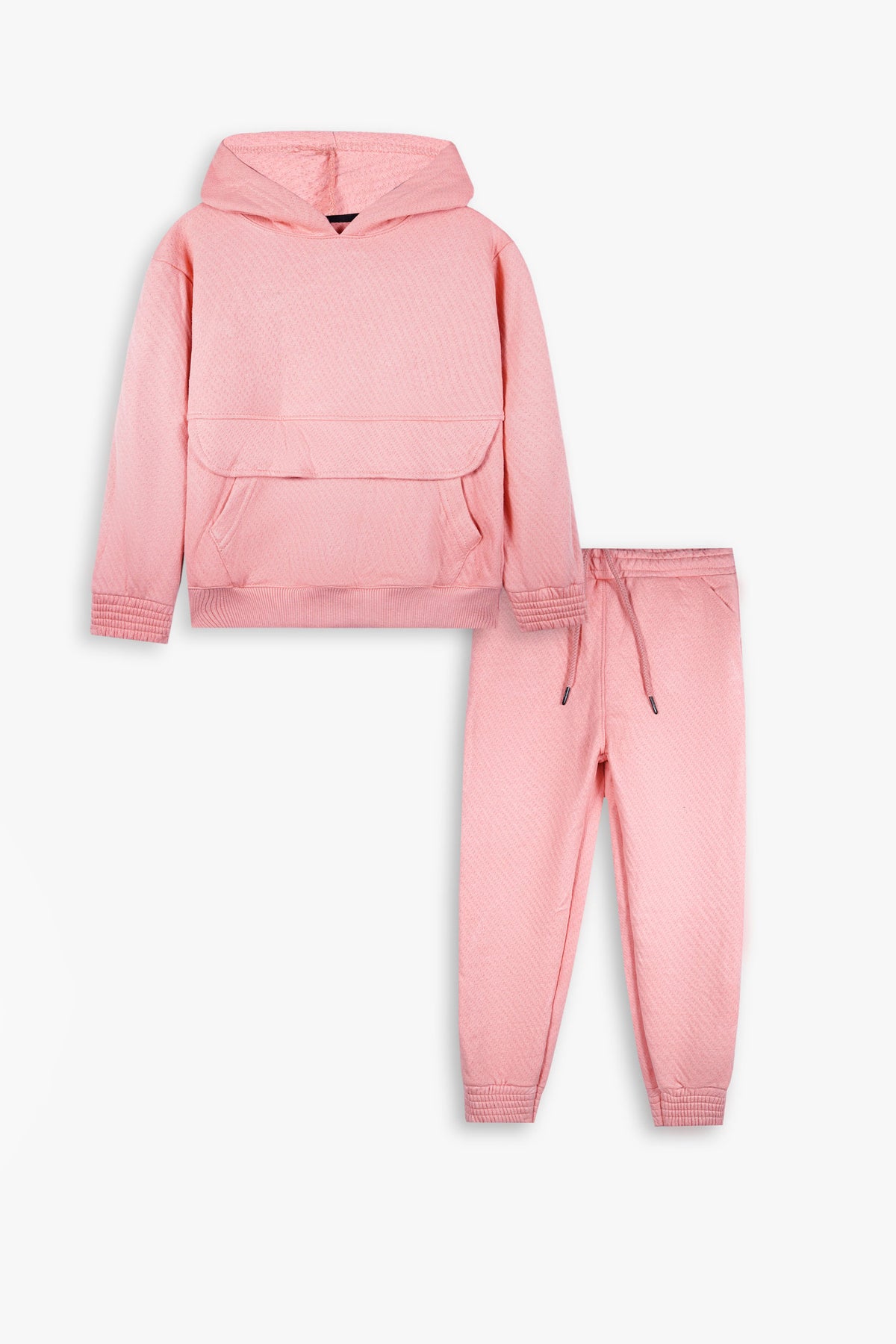 Pink Quilted Hoodie Tracksuit | Cozy Winter Wear for Kids