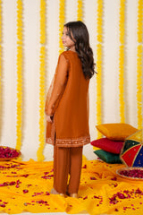 Amber Glow Organza Suit – Festive Eid & Wedding Wear for Girls