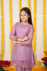 Lilac Dream Organza Suit – Elegant Festive Wear for Girls