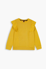 Cherry yellow Quilted Ruffle Suit for Girls | Winter 2-Piece Set